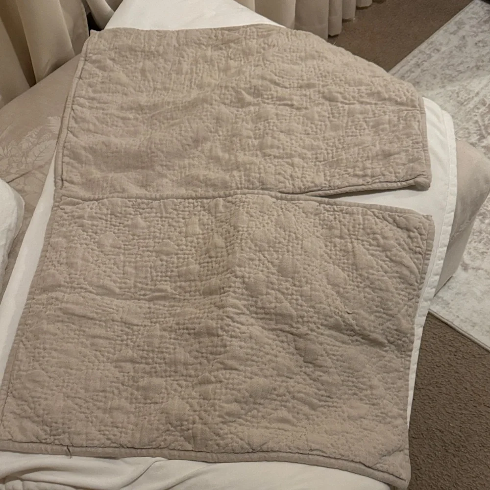 RH pair of tan Quilted Pillow Covers